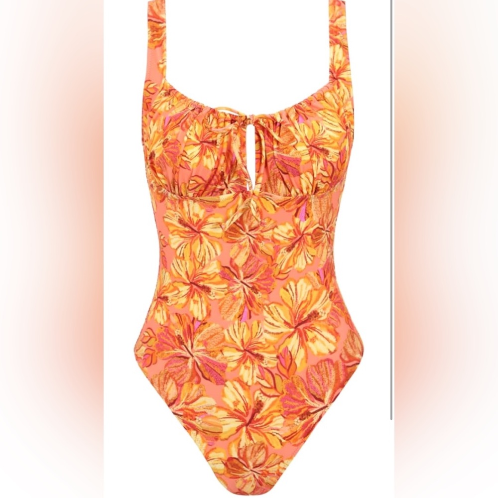 Women’s Tie Floral Sexy One-Piece Tankini Bathing Suits Slimming Swimsuit